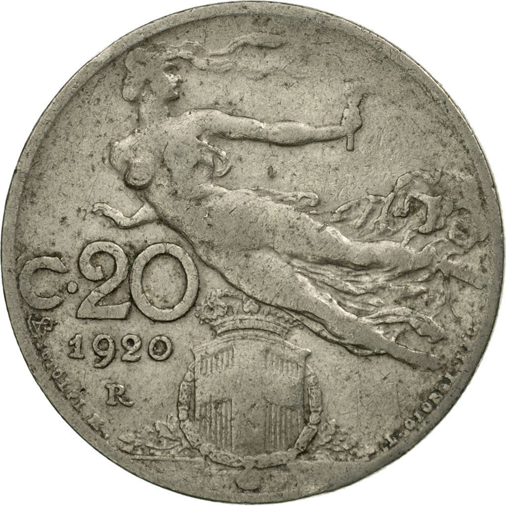 Coin, Italy, Vittorio Emanuele III, 20 Centesimi, 1920, Rome, VF(30-35), Nickel