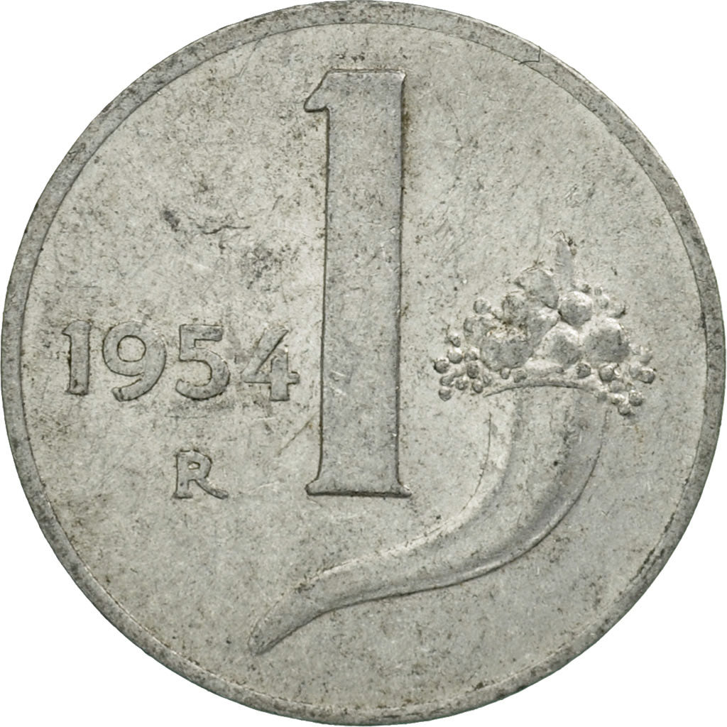 Coin, Italy, Lira, 1954, Rome, VF(30-35), Aluminum, KM:91