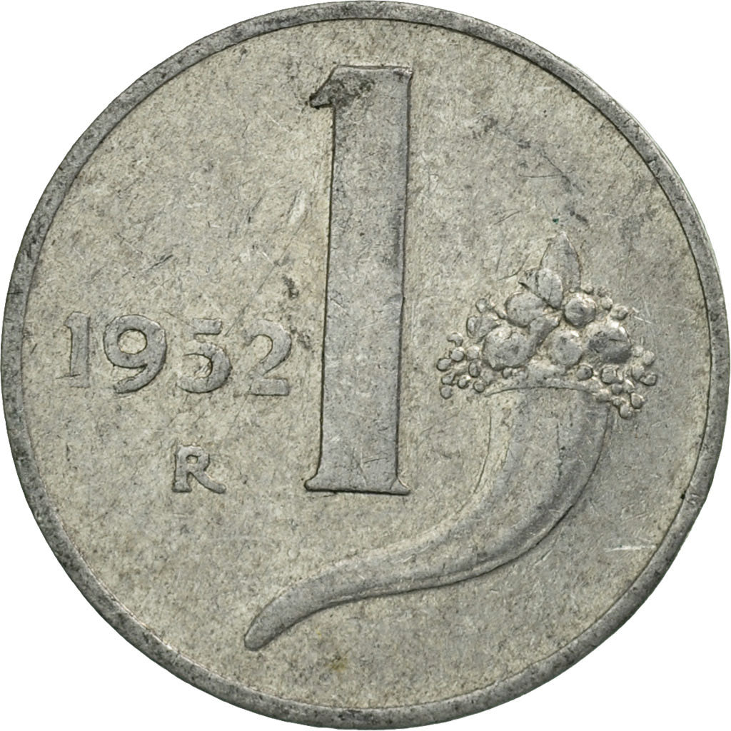 Coin, Italy, Lira, 1952, Rome, VF(30-35), Aluminum, KM:91