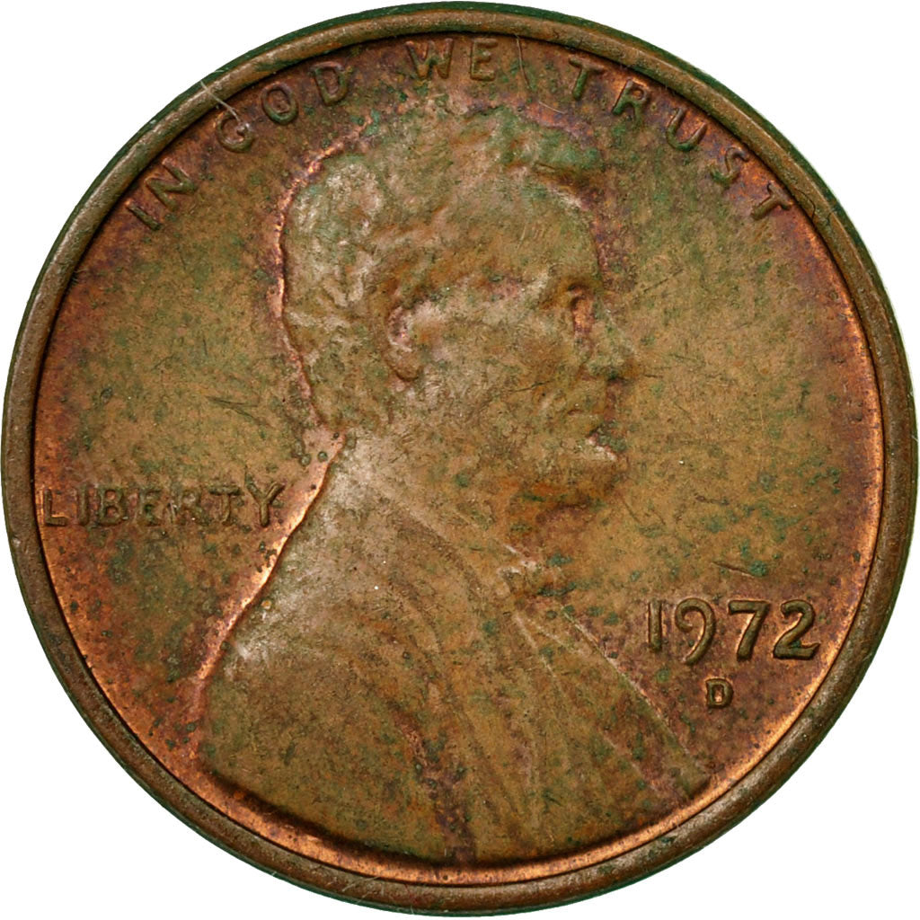 Moneta, Stati Uniti, Lincoln Cent, Cent, 1972, U.S. Mint, Denver, MB+, Ottone