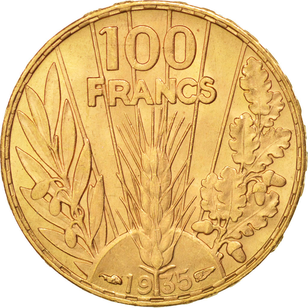 France, IIIe République, 100 Francs Or Bazor 1935, PCGS MS65, KM 880