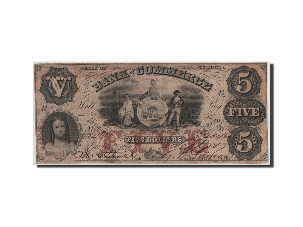 United States, 5 Dollars, 1857, VF(30-35)