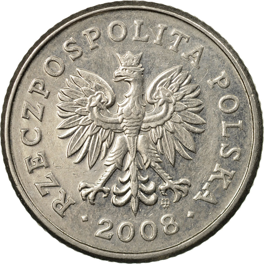 Coin, Poland, 50 Groszy, 2008, Warsaw, EF(40-45), Copper-nickel, KM:281