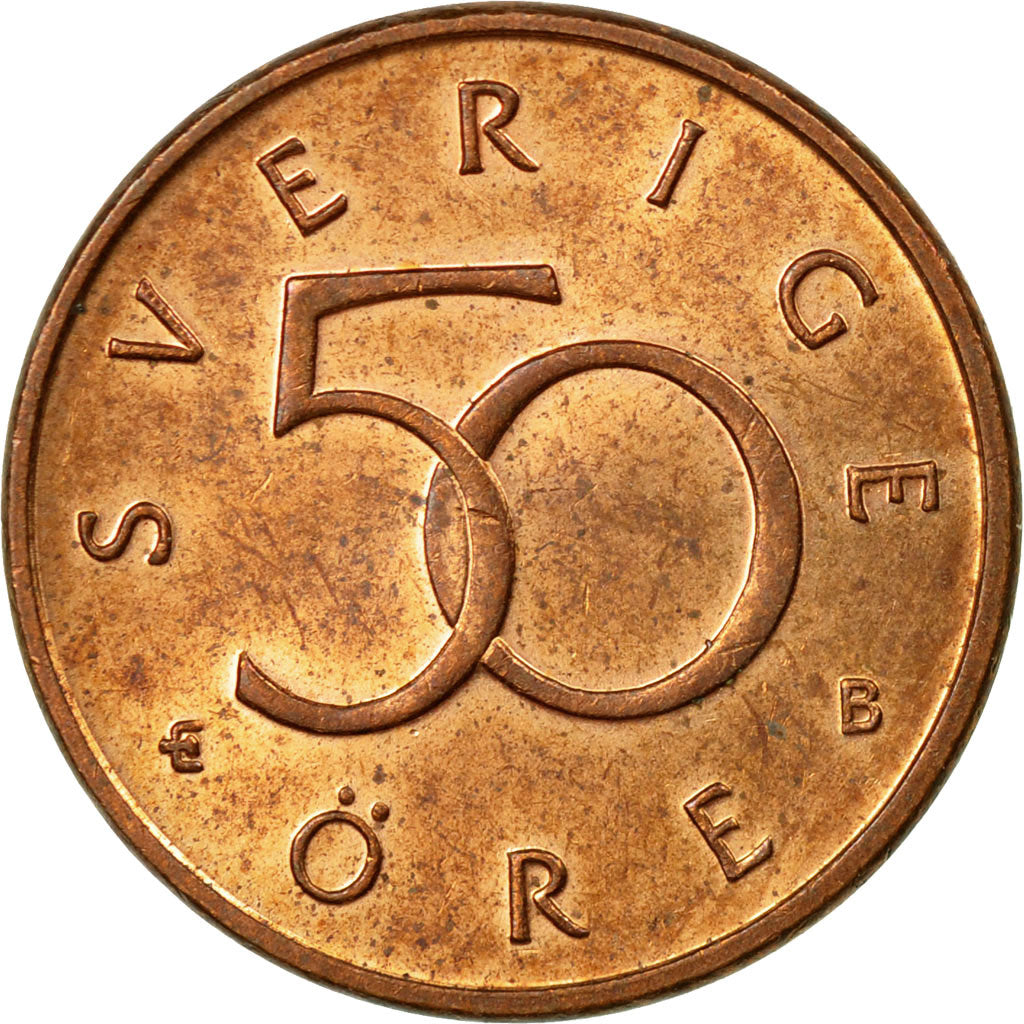 Moneta, Svezia, Carl XVI Gustaf, 50 Öre, 1999, BB, Bronzo, KM:878