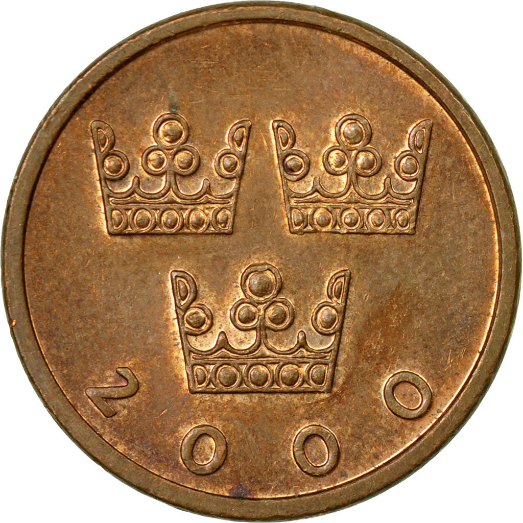 Coin, Sweden, Carl XVI Gustaf, 50 Öre, 2000, EF(40-45), Bronze, KM:878
