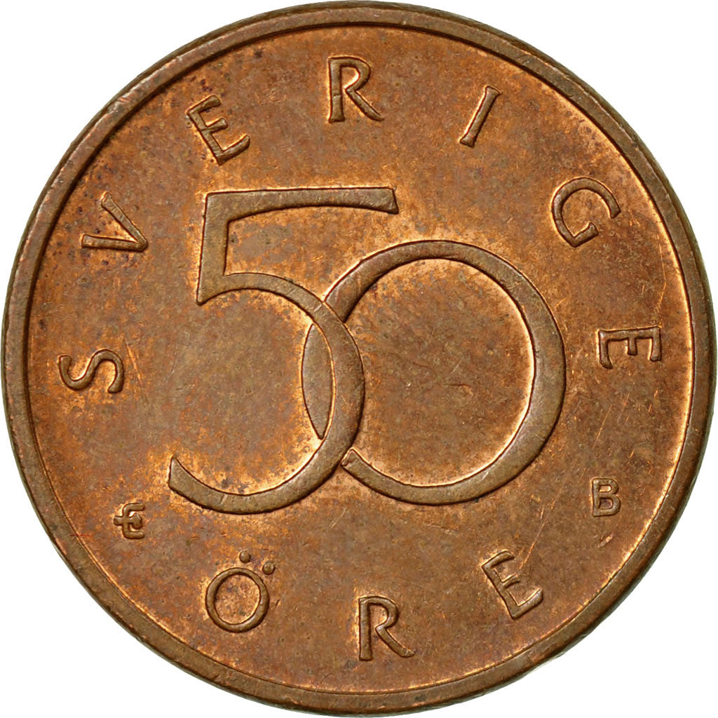 Coin, Sweden, Carl XVI Gustaf, 50 Öre, 2000, EF(40-45), Bronze, KM:878