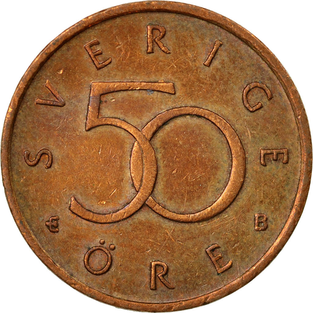 Coin, Sweden, Carl XVI Gustaf, 50 Öre, 2002, EF(40-45), Bronze, KM:878