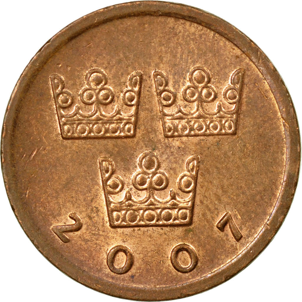 Coin, Sweden, Carl XVI Gustaf, 50 Öre, 2007, EF(40-45), Bronze, KM:878