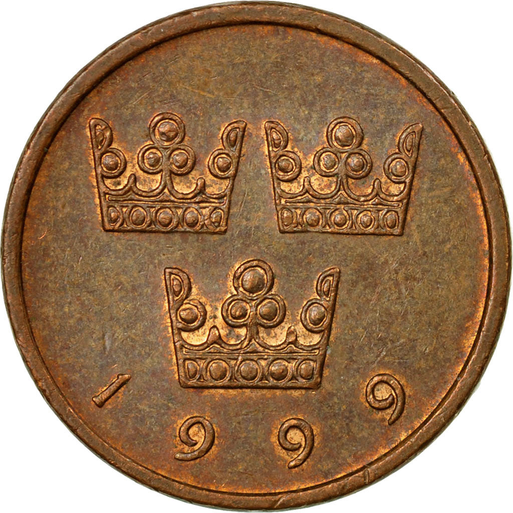 Coin, Sweden, Carl XVI Gustaf, 50 Öre, 1999, EF(40-45), Bronze, KM:878