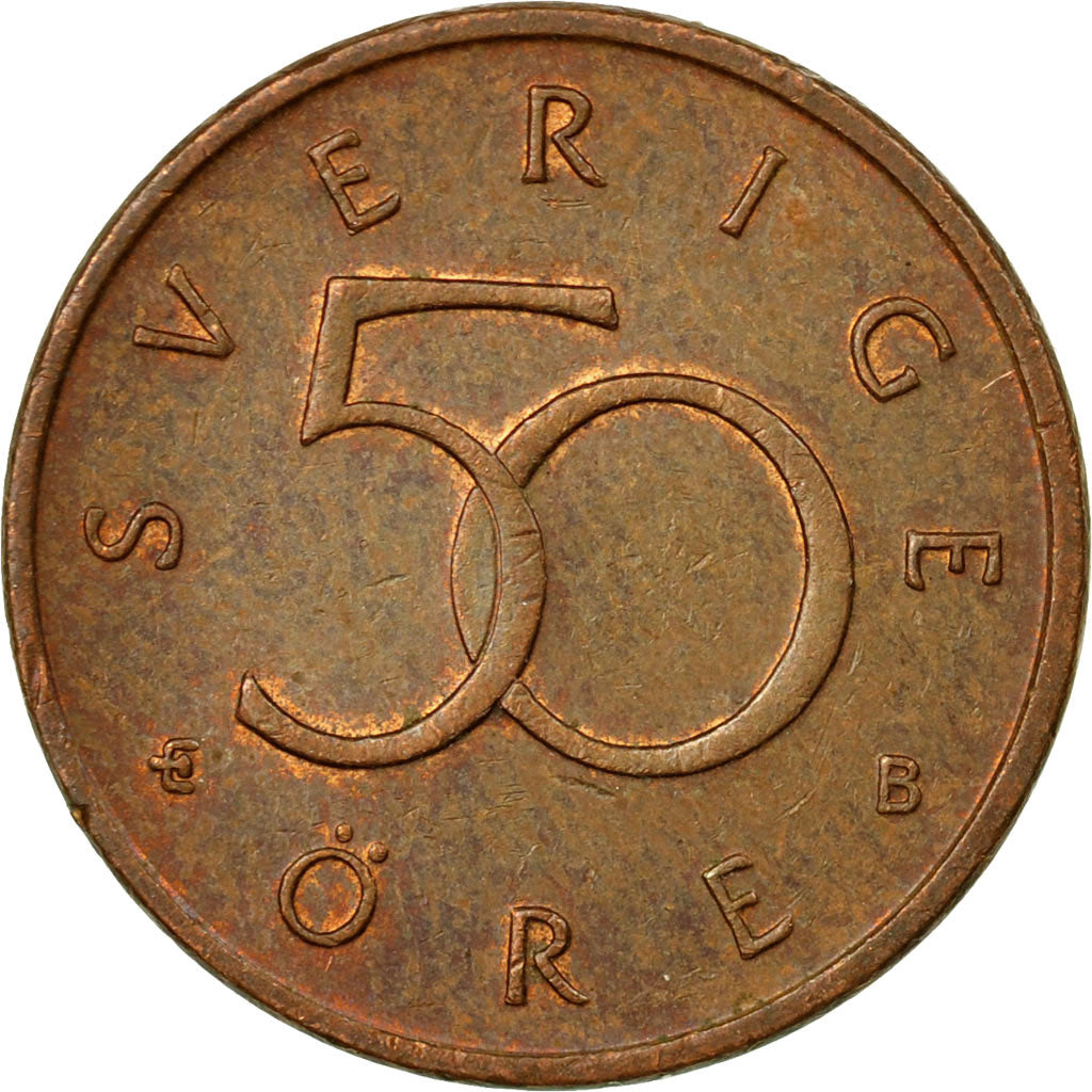 Coin, Sweden, Carl XVI Gustaf, 50 Öre, 1999, EF(40-45), Bronze, KM:878
