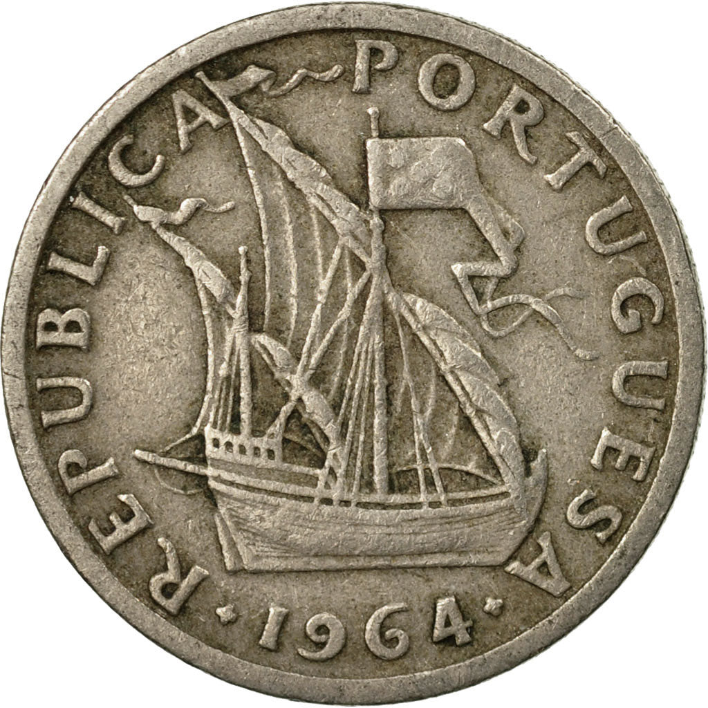 Coin, Portugal, 2-1/2 Escudos, 1964, EF(40-45), Copper-nickel, KM:590