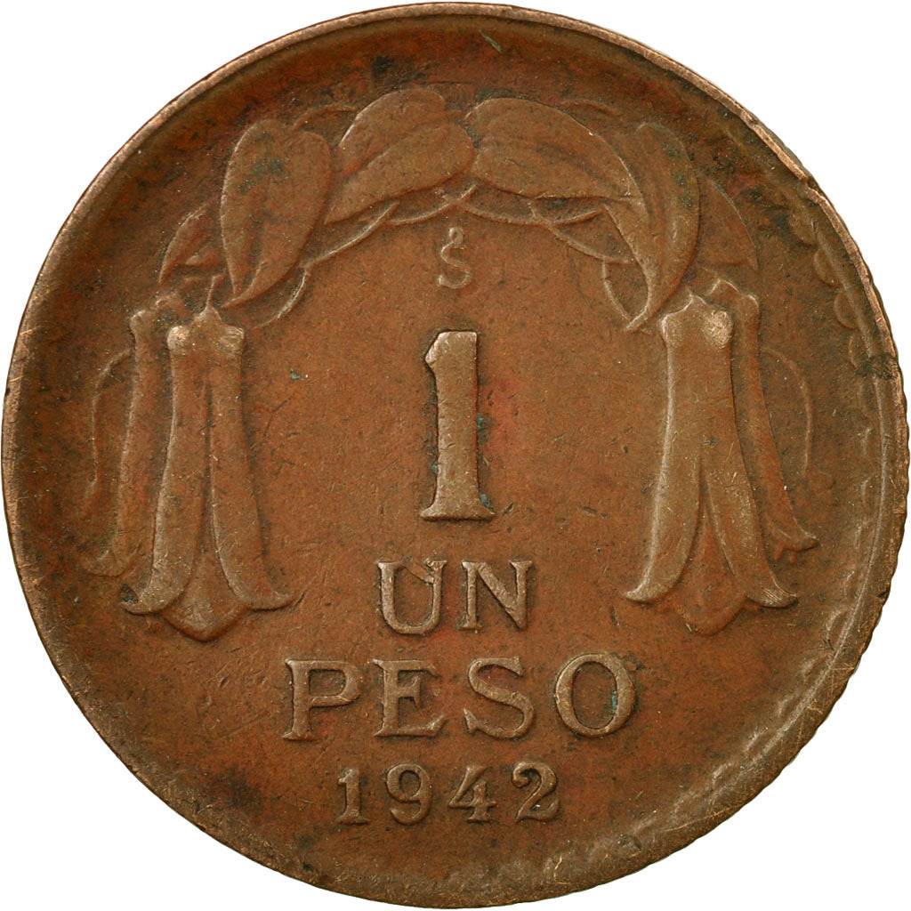 Coin, Chile, Peso, 1942, VF(30-35), Copper, KM:179