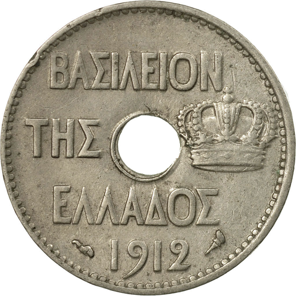 Coin, Greece, George I, 5 Lepta, 1912, EF(40-45), Nickel, KM:62