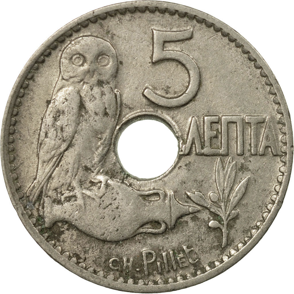 Coin, Greece, George I, 5 Lepta, 1912, EF(40-45), Nickel, KM:62