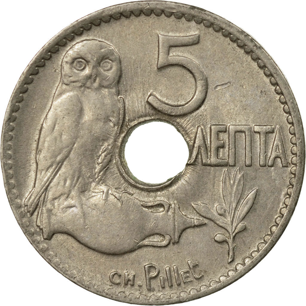 Coin, Greece, George I, 5 Lepta, 1912, EF(40-45), Nickel, KM:62