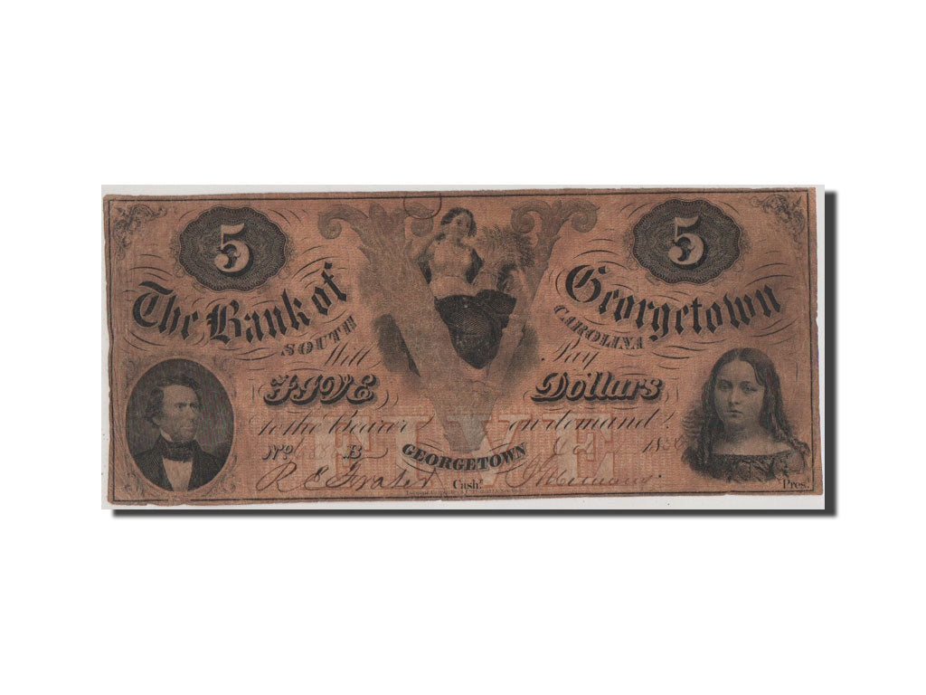 Etats-Unis, Obsolètes, South Carolina, Georgetown, 5 Dollars 1.10.1856