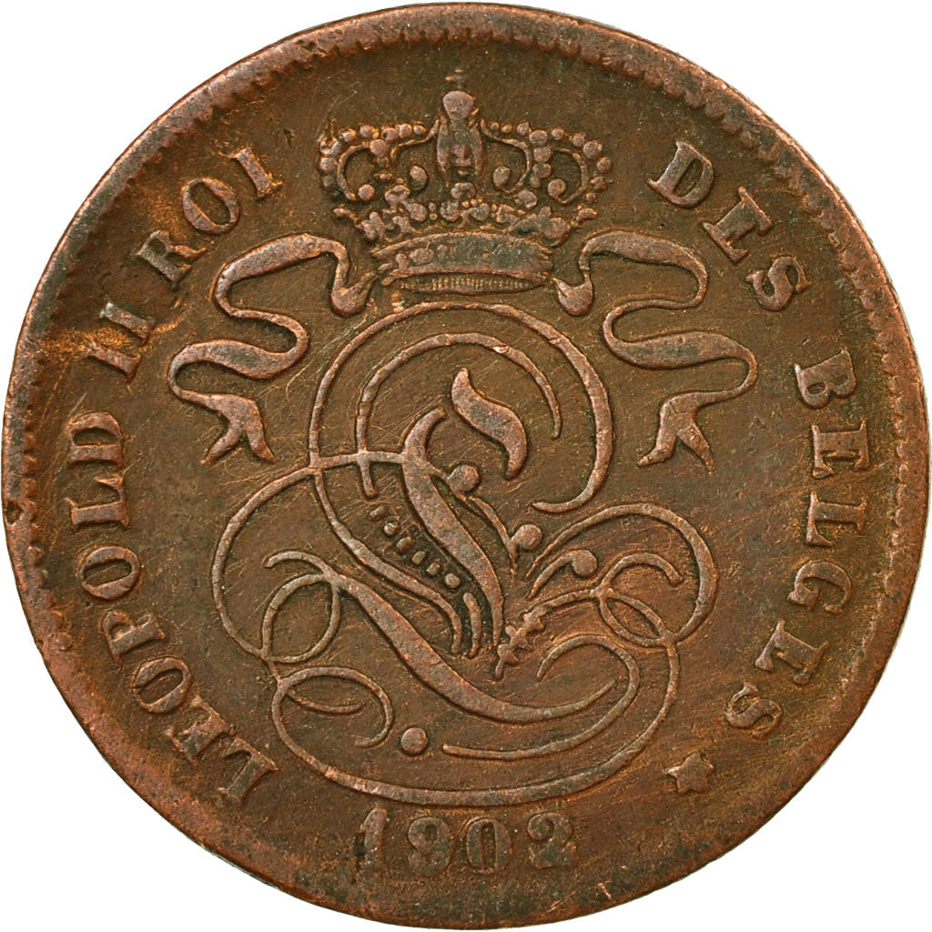 Moneta, Belgio, Leopold II, 2 Centimes, 1902, MB+, Rame, KM:35.1