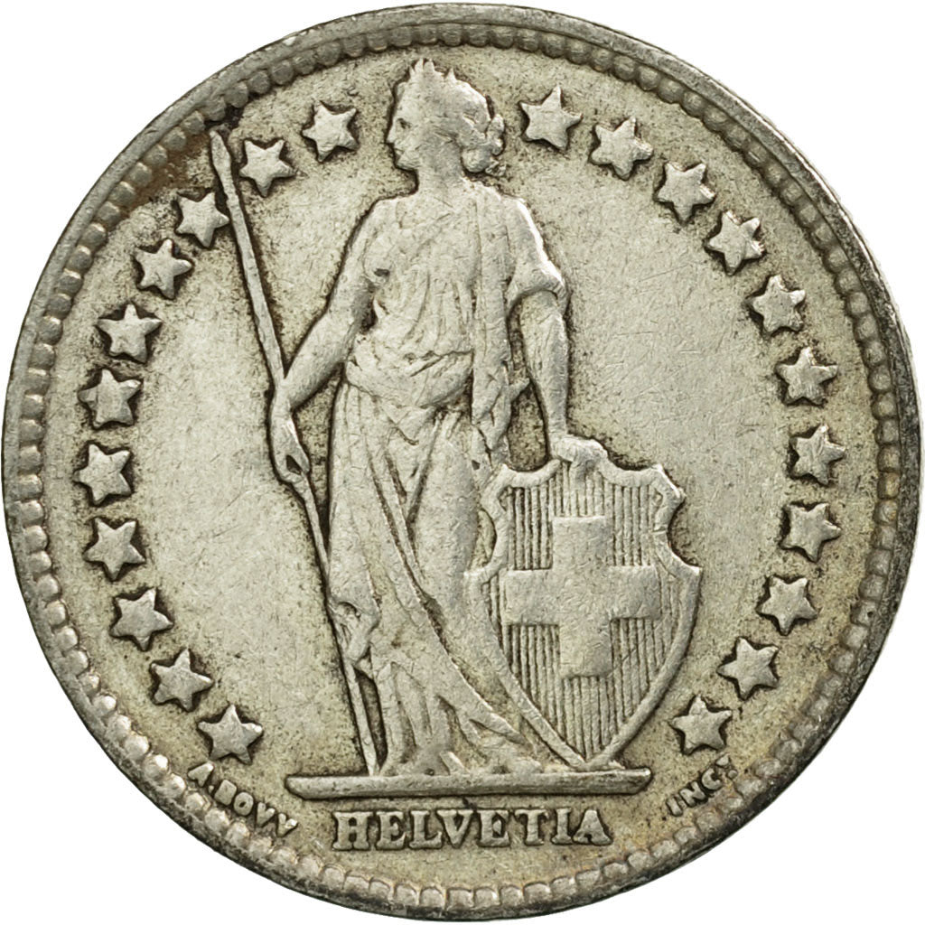 Coin, Switzerland, 1/2 Franc, 1943, Bern, VF(20-25), Silver, KM:23