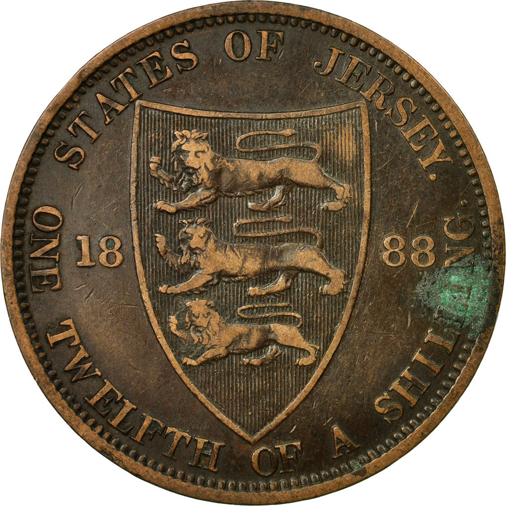 Monnaie, Jersey, Victoria, 1/12 Shilling, 1888, B, Bronze, KM:8