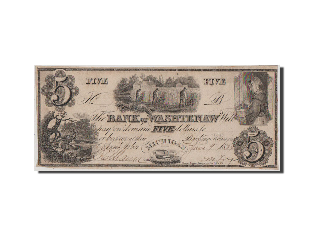 Banknote, United States, 5 Dollars, 1834, AU(55-58)