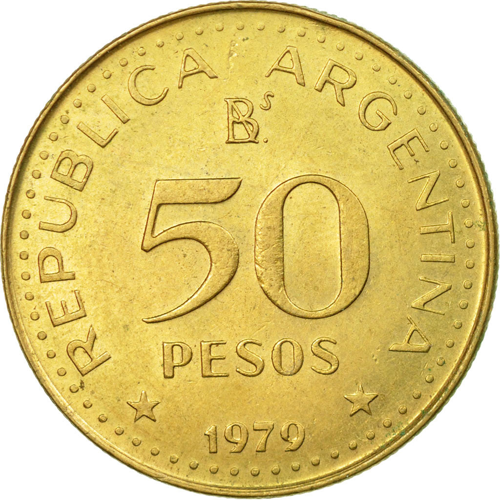 Moneda, Argentina, 50 Pesos, 1979, MBC, Aluminio - bronce, KM:84