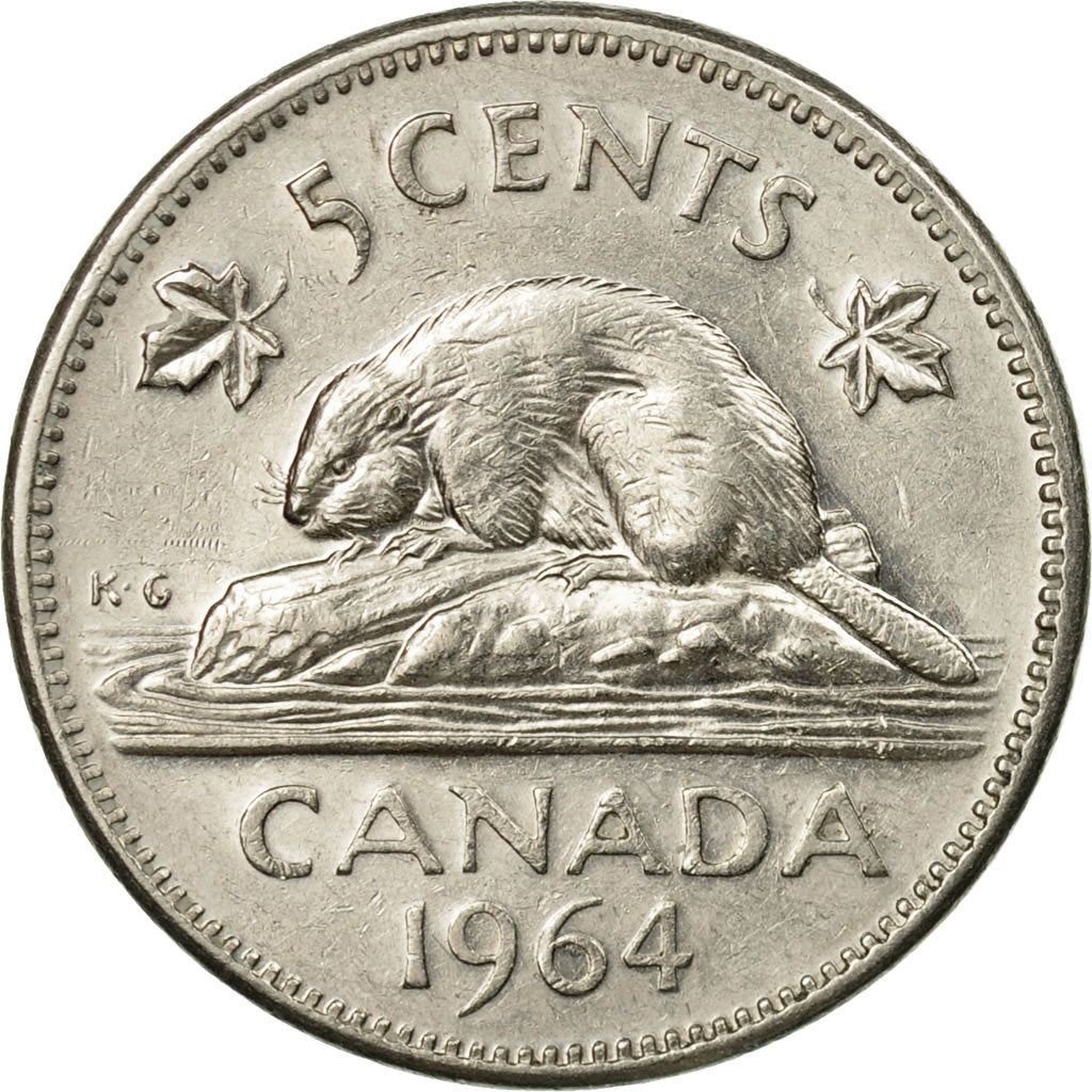Coin, Canada, Elizabeth II, 5 Cents, 1964, Royal Canadian Mint, Ottawa