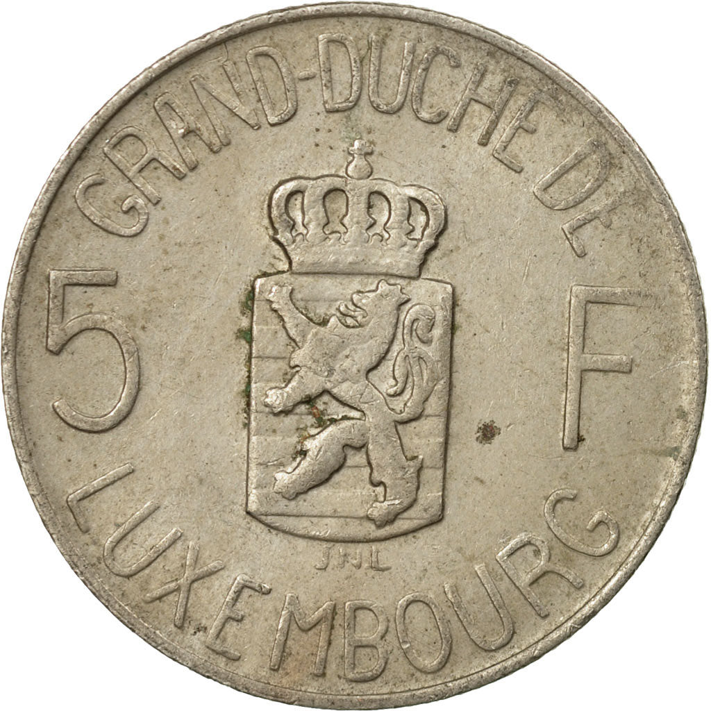 Coin, Luxembourg, Charlotte, 5 Francs, 1962, EF(40-45), Copper-nickel, KM:51