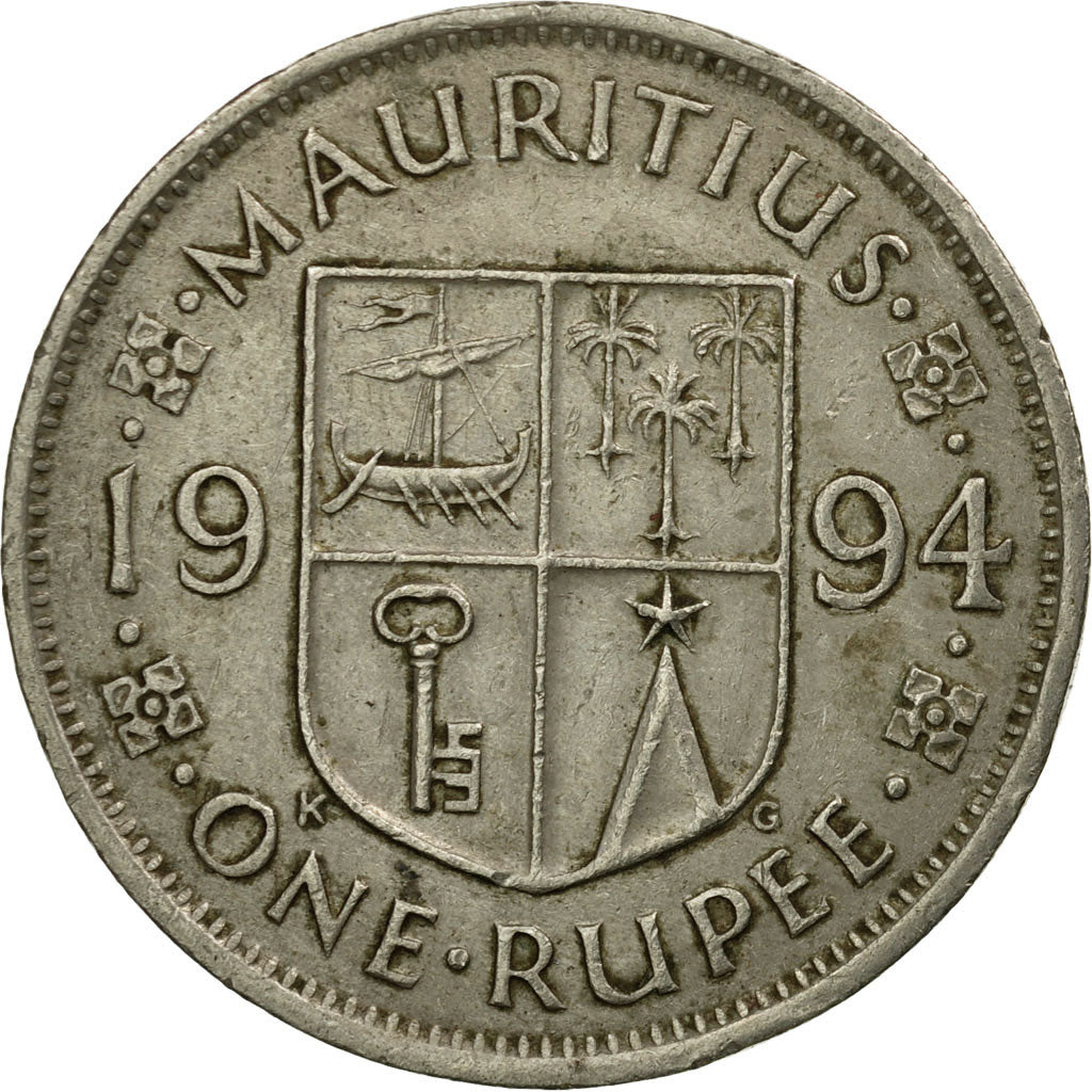 Coin, Mauritius, Rupee, 1994, EF(40-45), Copper-nickel, KM:55