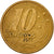 Moneda, Brasil, 10 Centavos, 2002, MBC, Bronce chapado en acero, KM:649.2