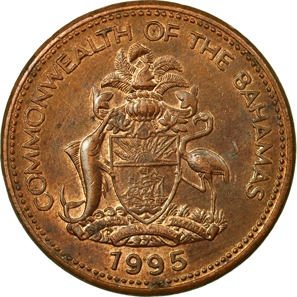 Coin, Bahamas, Elizabeth II, Cent, 1995, Franklin Mint, EF(40-45), Copper Plated