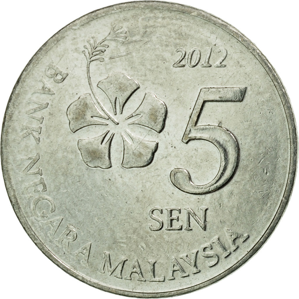 Coin, Malaysia, 5 Sen, 2012, EF(40-45), Stainless Steel, KM:201