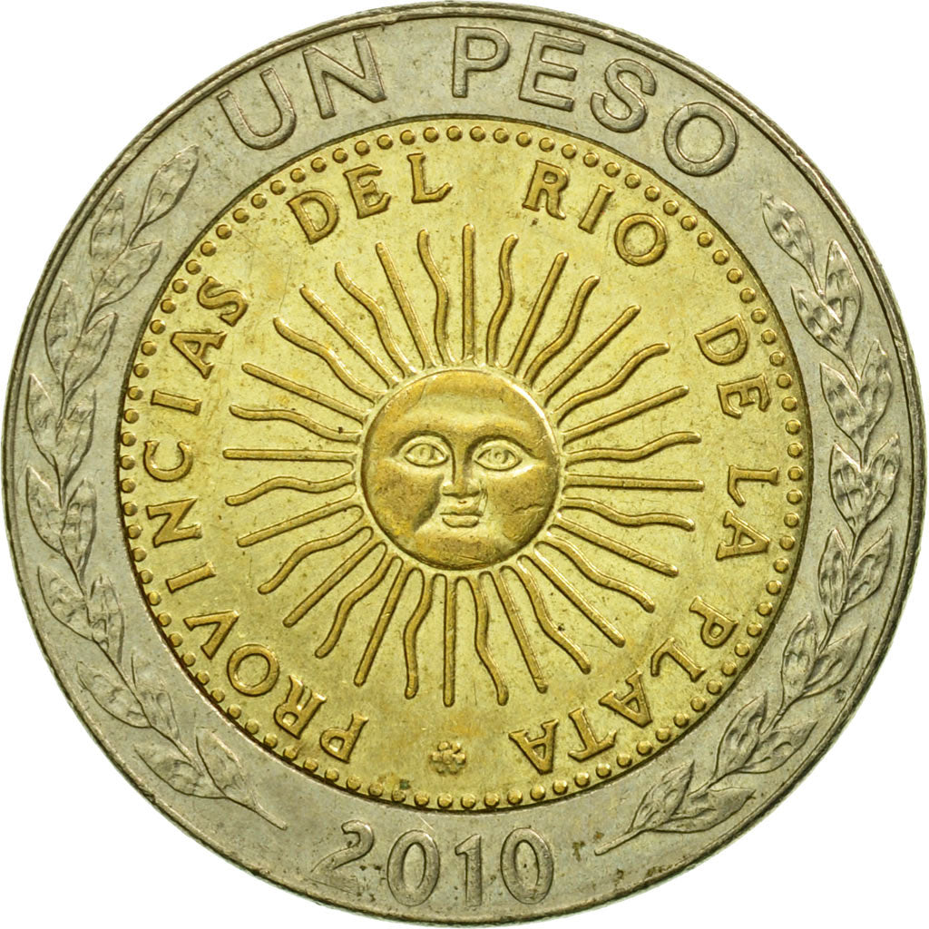Coin, Argentina, Peso, 2010, EF(40-45), Bi-Metallic, KM:112.1