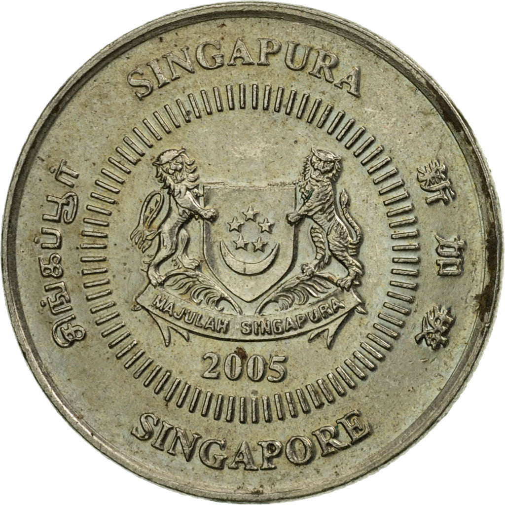 Coin, Singapore, 10 Cents, 2005, Singapore Mint, EF(40-45), Copper-nickel