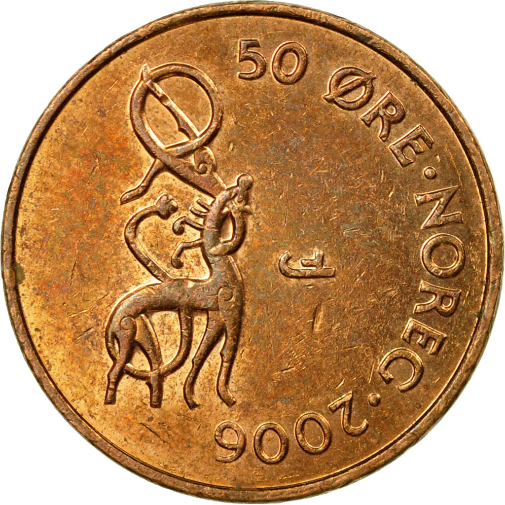 Coin, Norway, Harald V, 50 Öre, 2006, EF(40-45), Bronze, KM:460