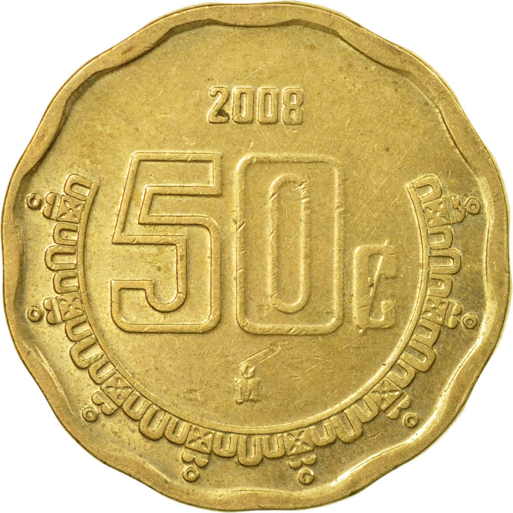 Coin, Mexico, 50 Centavos, 2008, Mexico City, EF(40-45), Aluminum-Bronze, KM:549