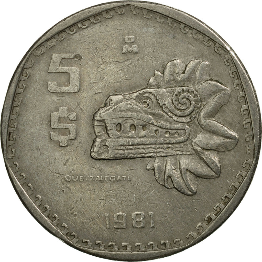 Moneda, México, 5 Pesos, 1981, Mexico City, MBC, Cobre - níquel, KM:485