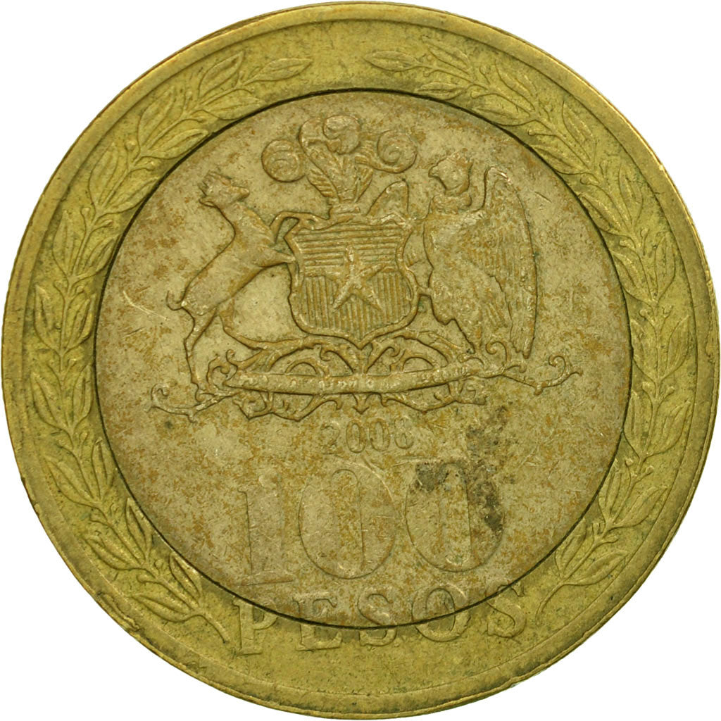 Münze, Chile, 100 Pesos, 2008, Santiago, SS, Bi-Metallic, KM:236