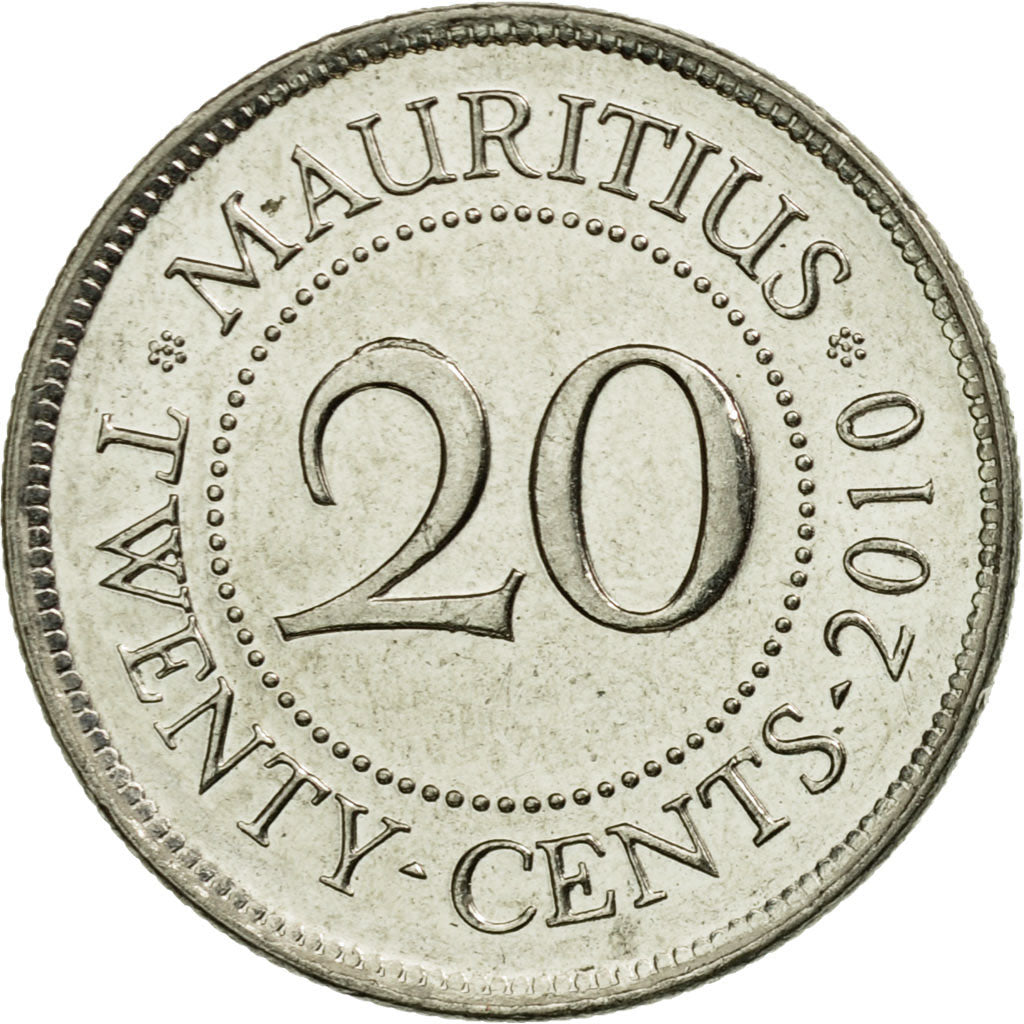 Monnaie, Mauritius, 20 Cents, 2010, TTB, Nickel plated steel, KM:53