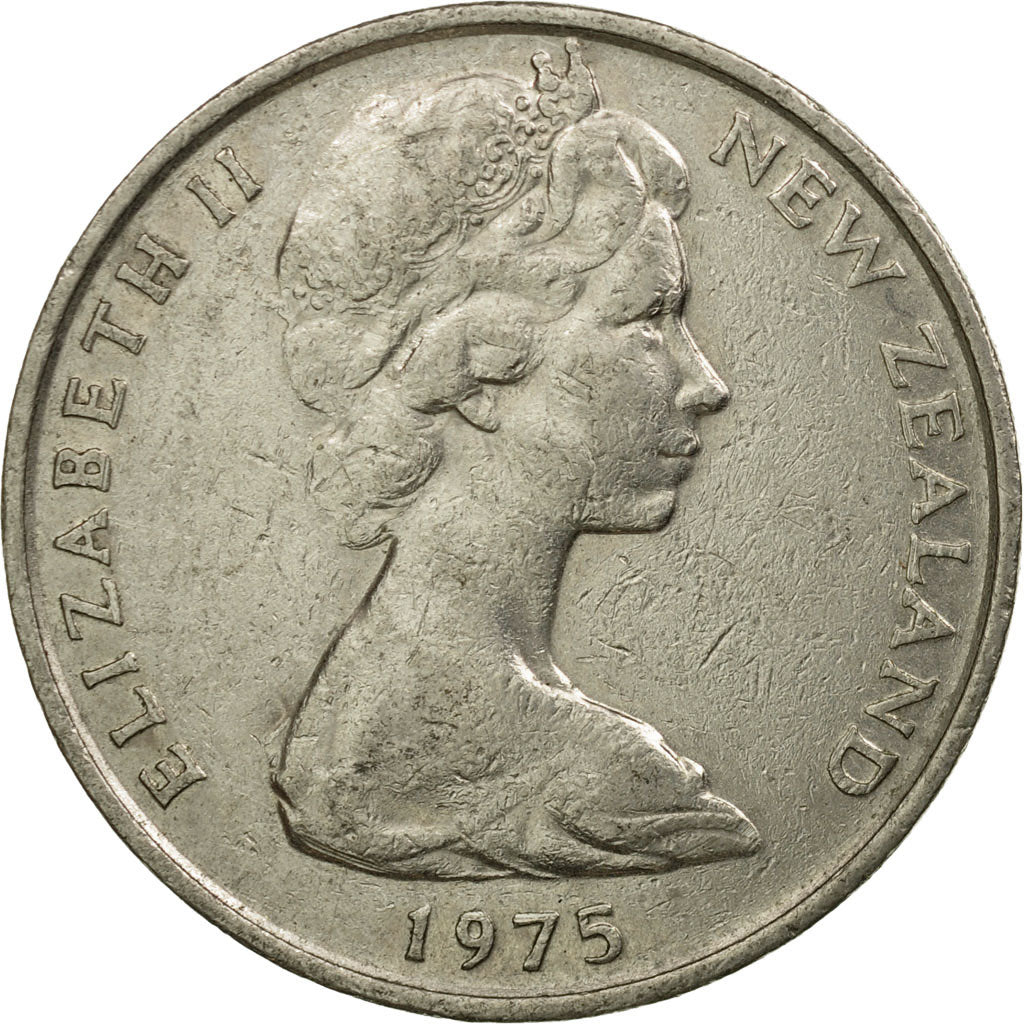 Coin, New Zealand, Elizabeth II, 20 Cents, 1975, EF(40-45), Copper-nickel