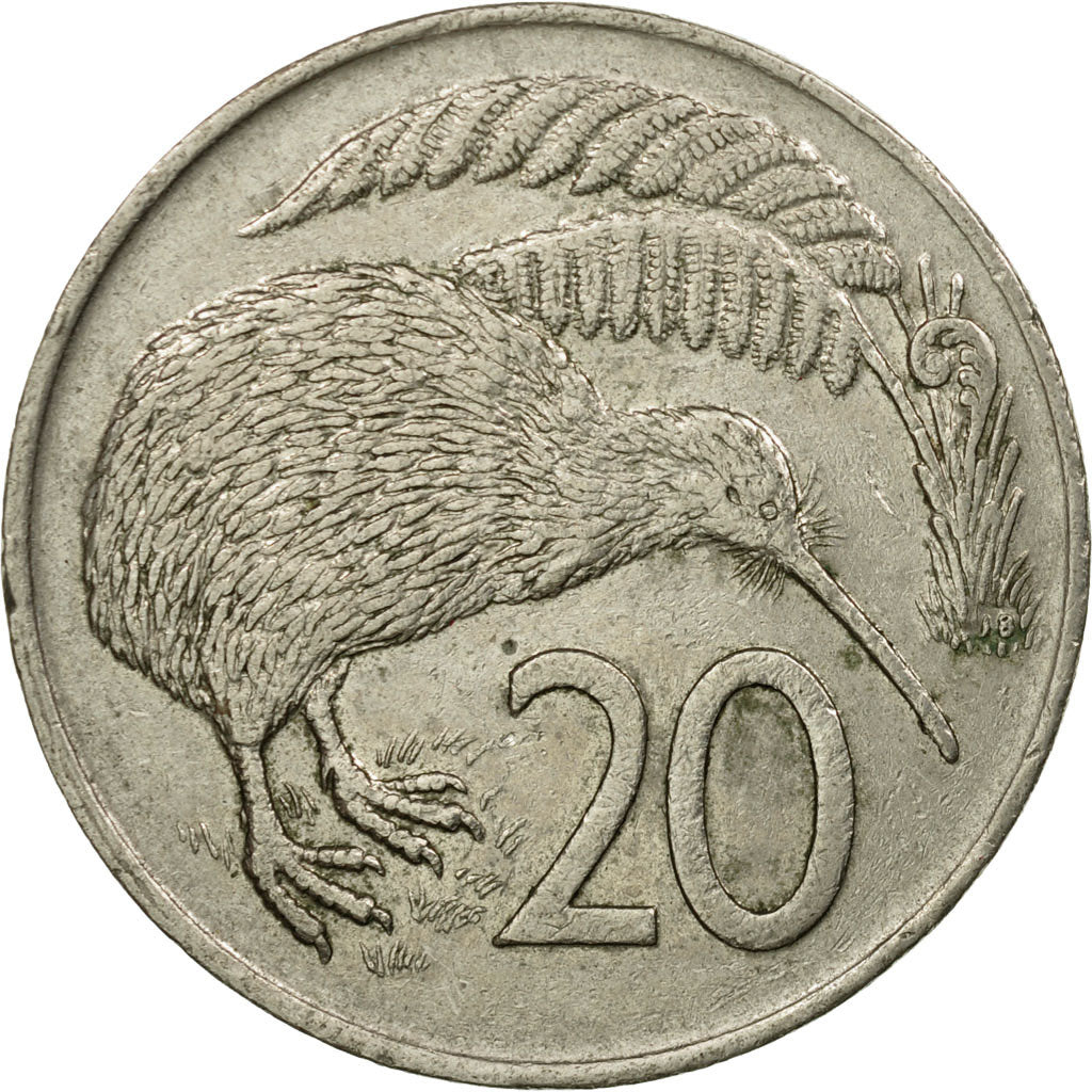 Coin, New Zealand, Elizabeth II, 20 Cents, 1975, EF(40-45), Copper-nickel