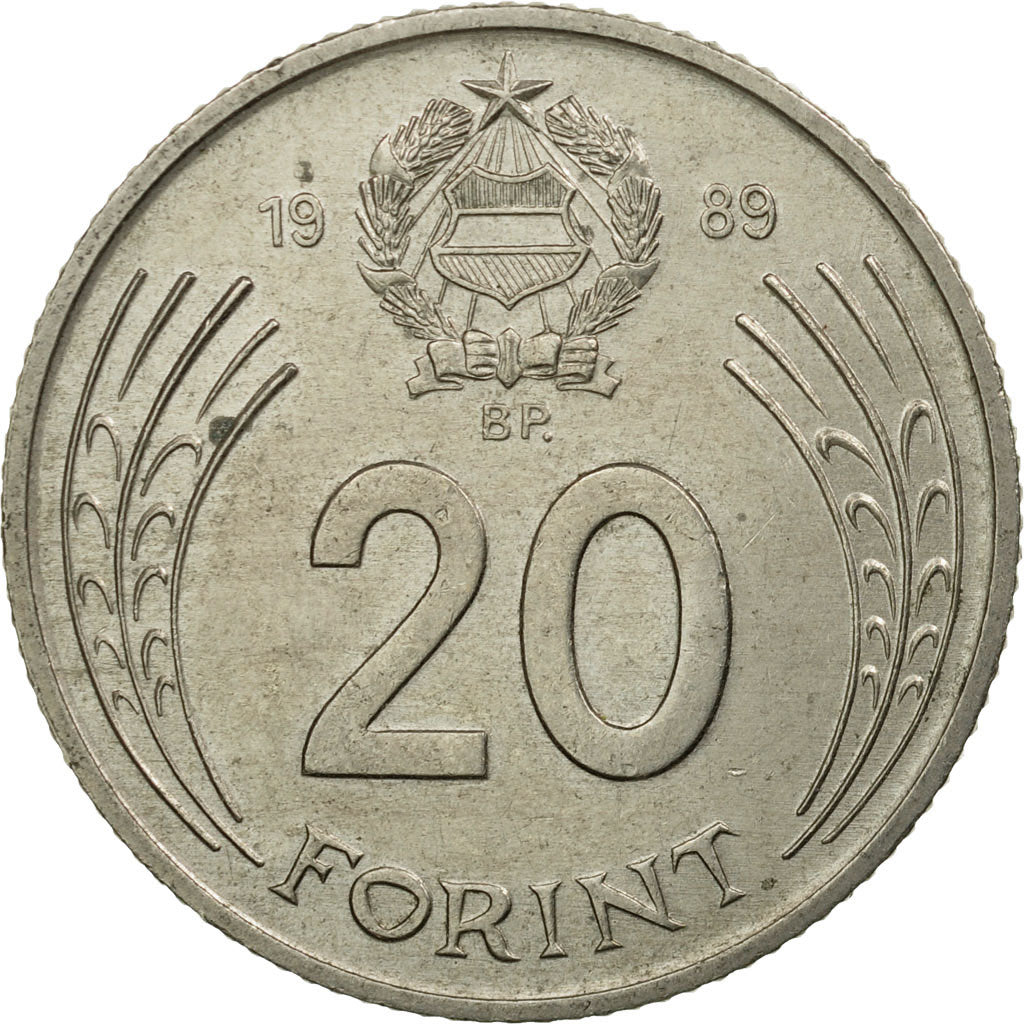 Coin, Hungary, 20 Forint, 1989, EF(40-45), Copper-nickel, KM:630
