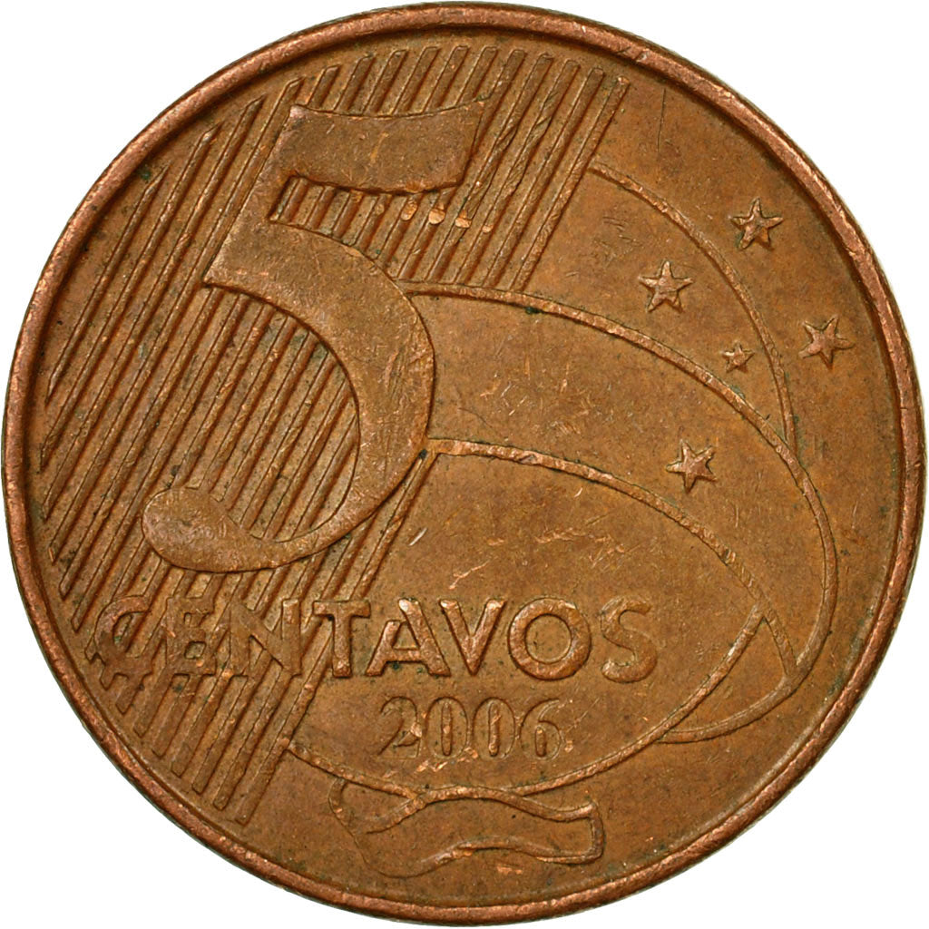Coin, Brazil, 5 Centavos, 2006, EF(40-45), Copper Plated Steel, KM:648
