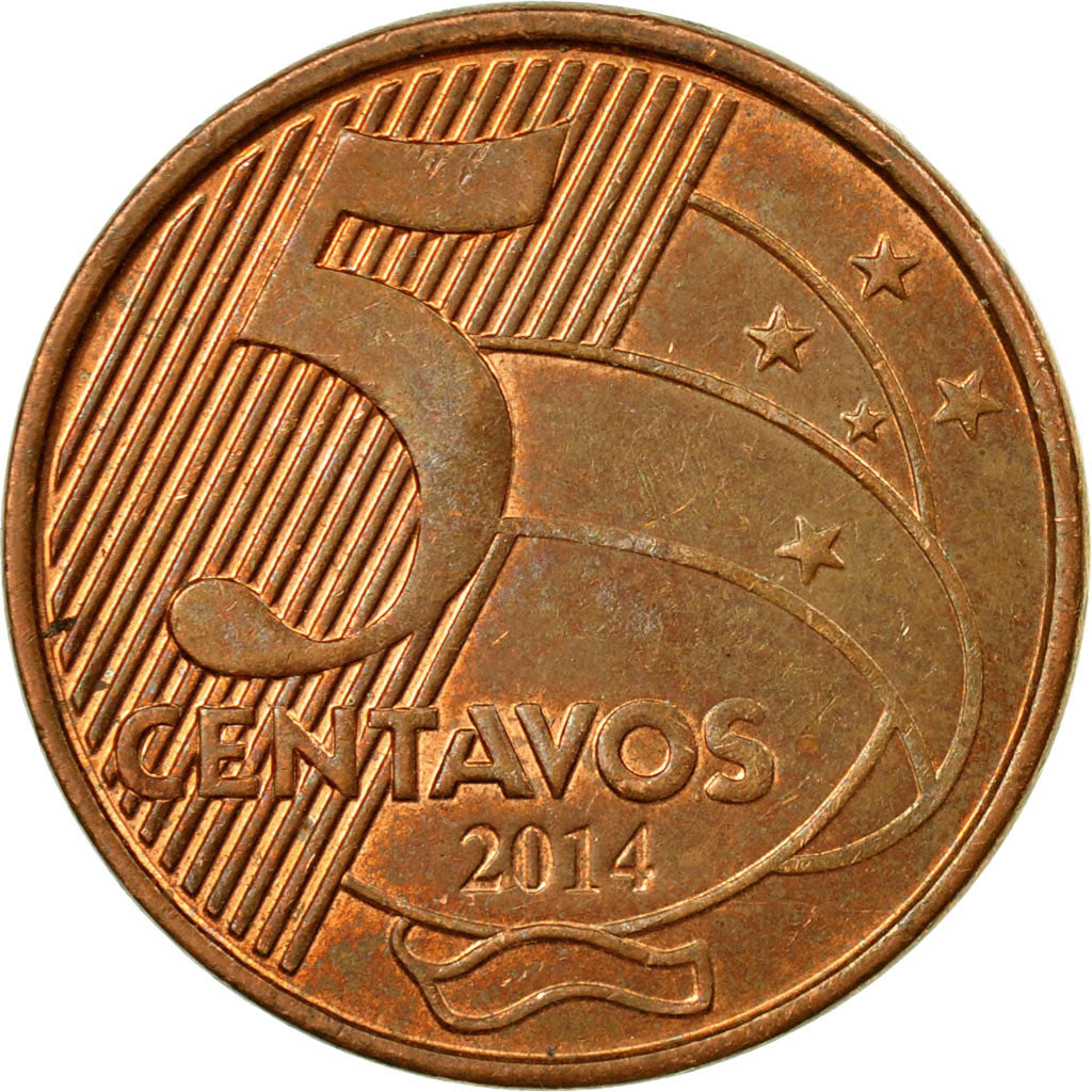 Coin, Brazil, 5 Centavos, 2014, EF(40-45), Copper Plated Steel