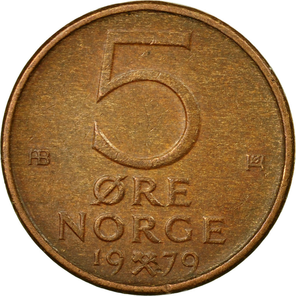 Coin, Norway, Olav V, 5 Öre, 1979, EF(40-45), Bronze, KM:415