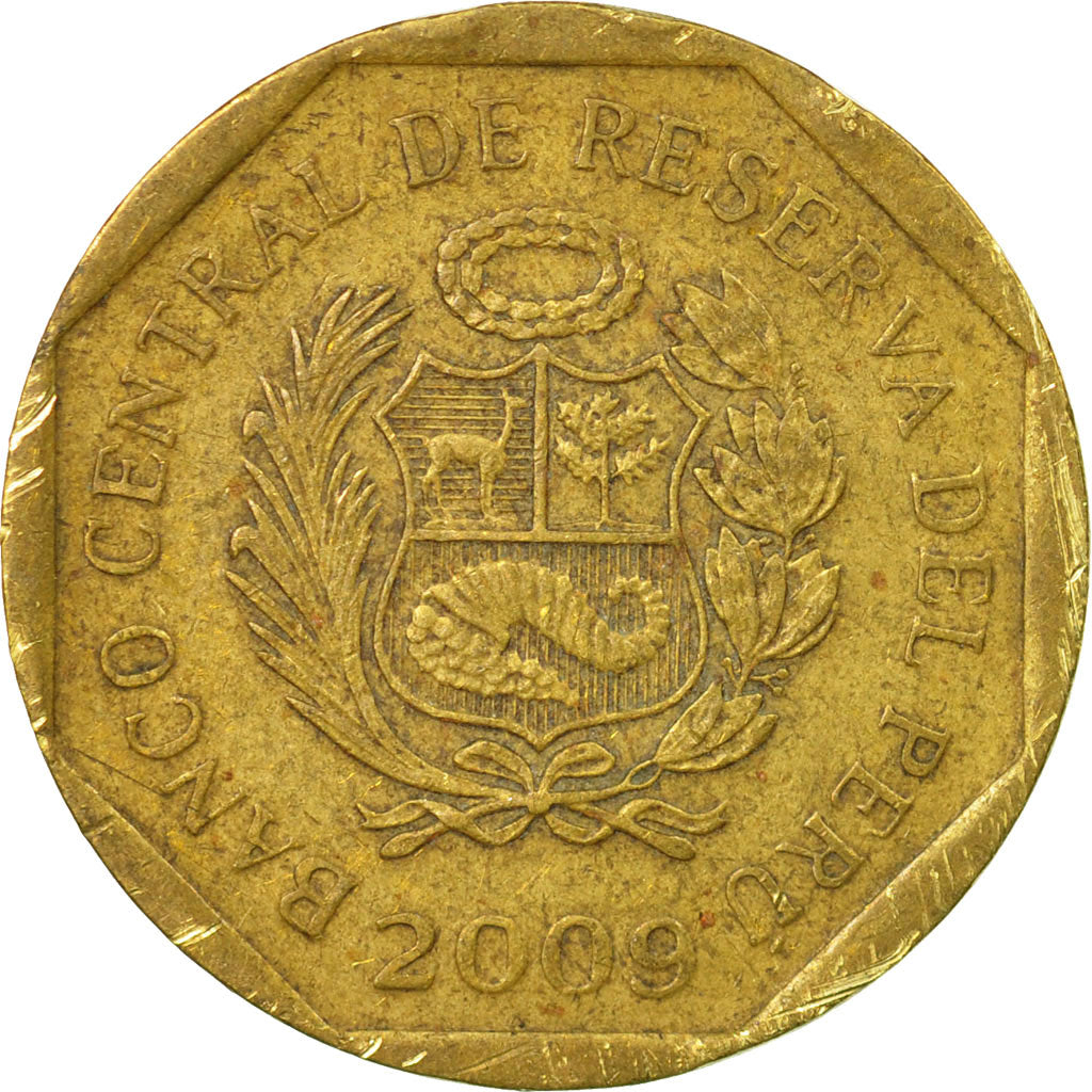 Coin, Peru, 20 Centimos, 2009, Lima, VF(30-35), Brass, KM:306.4