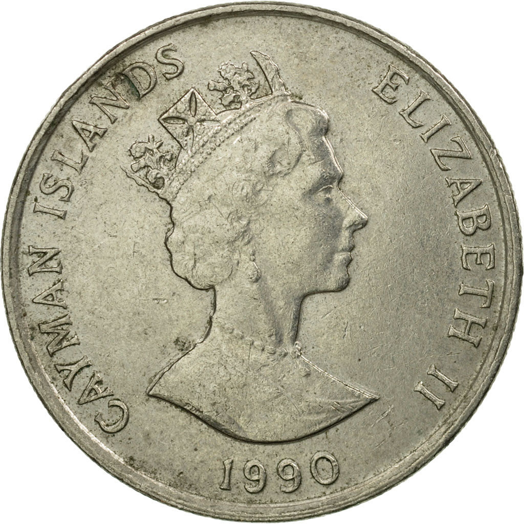 Coin, Cayman Islands, Elizabeth II, 25 Cents, 1990, British Royal Mint