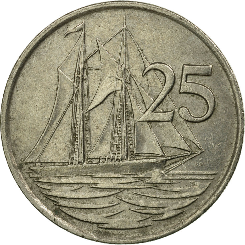 Coin, Cayman Islands, Elizabeth II, 25 Cents, 1990, British Royal Mint