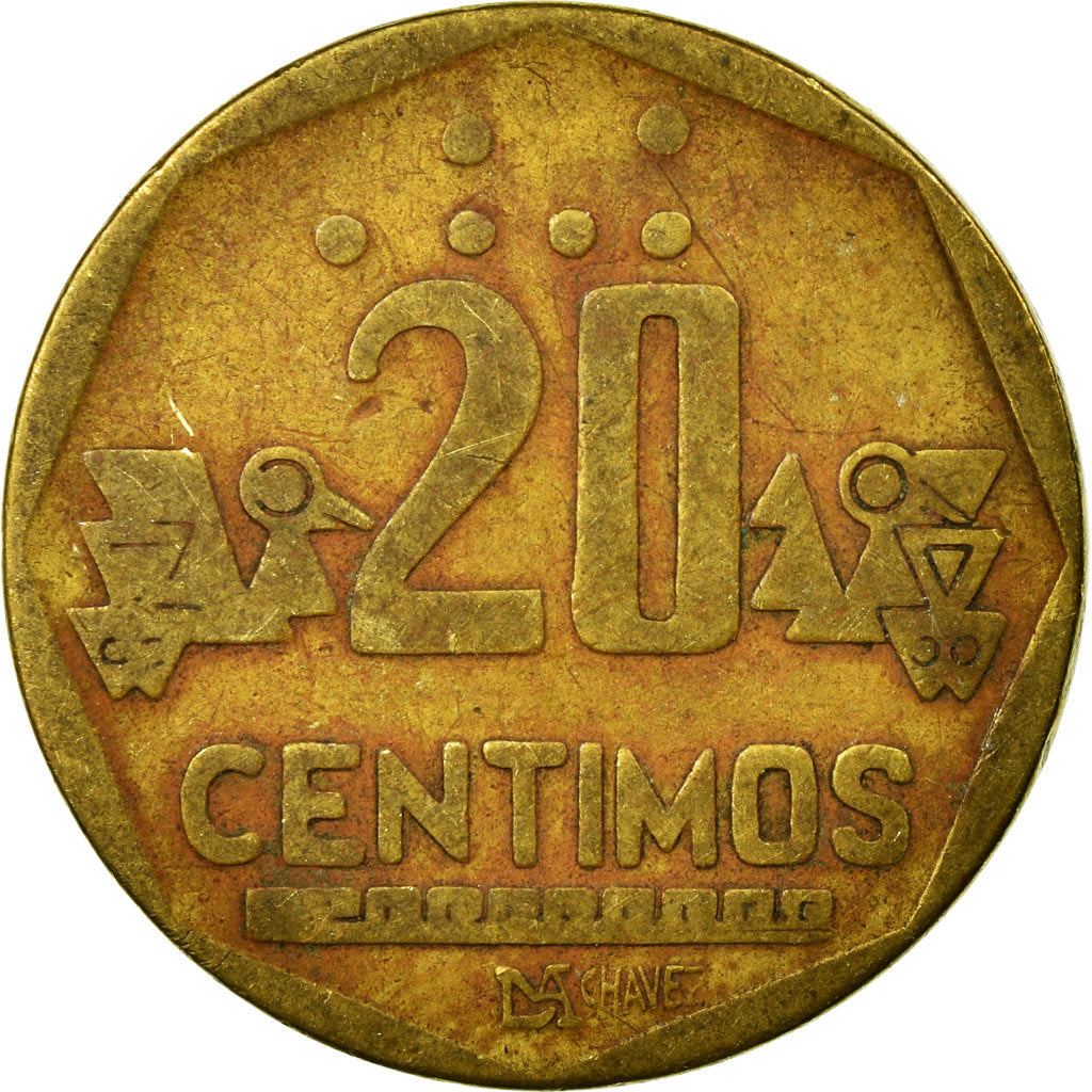 Coin, Peru, 20 Centimos, 1993, Lima, EF(40-45), Brass, KM:306.1