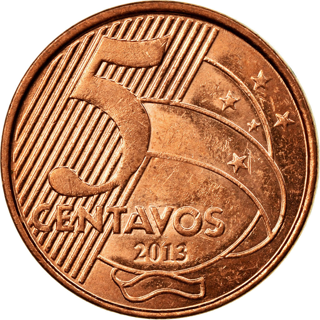 Coin, Brazil, 5 Centavos, 2013, EF(40-45), Copper Plated Steel, KM:648