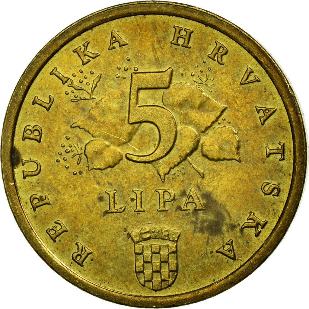 Coin, Croatia, 5 Lipa, 2007, EF(40-45), Brass plated steel, KM:5